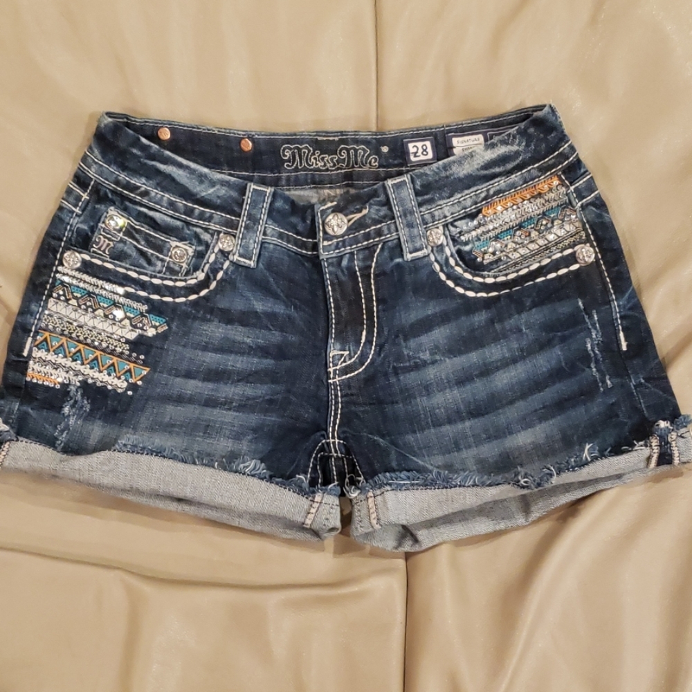 Miss me jean shorts with aztec detail